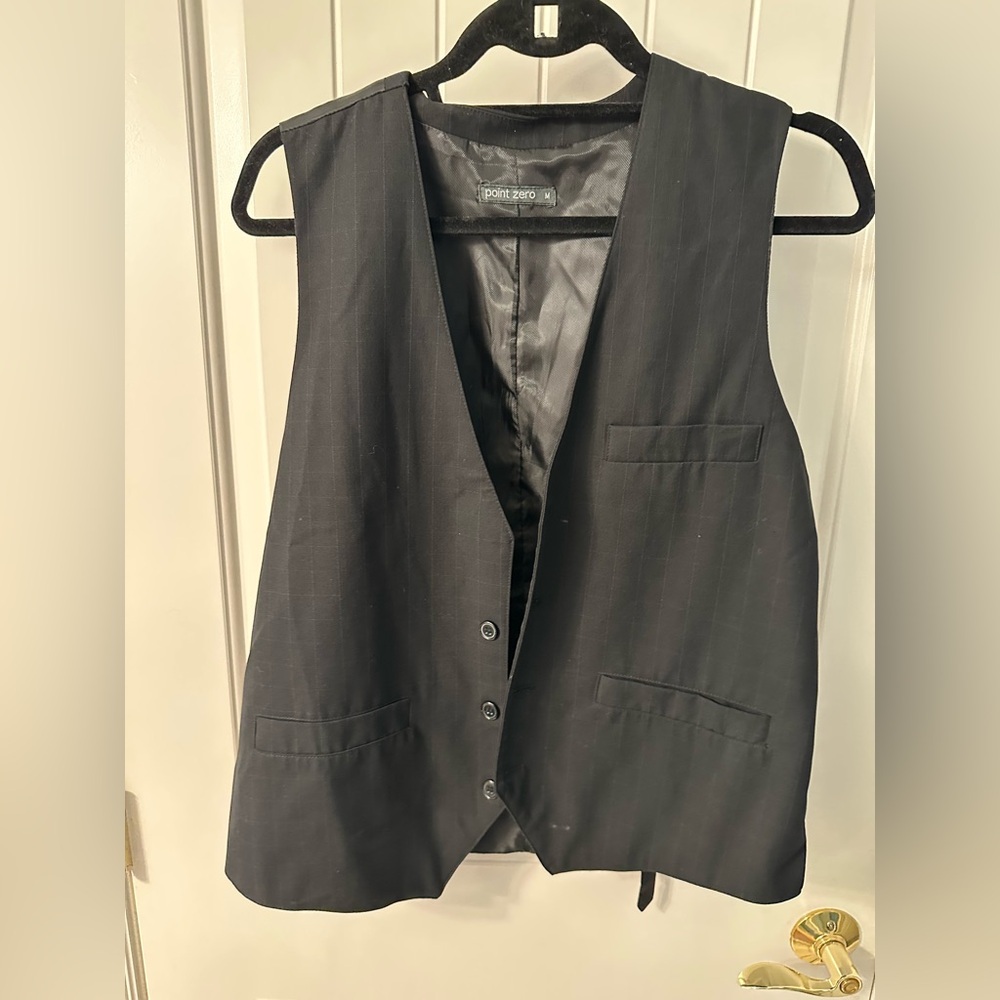 Point Zero Black Pinstripe Dress Vest Medium